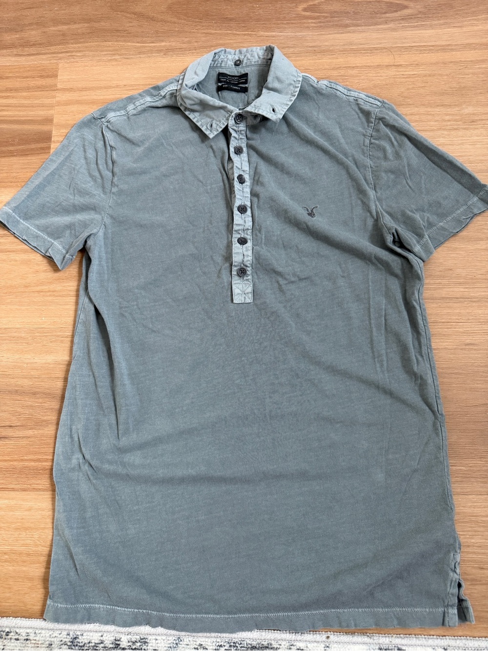 ALL SAINTS Men's Gray Short-Sleeve Polo Shirt